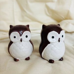 Brand New Owl Salt & Pepper Shakers Brown & White Vintage-like